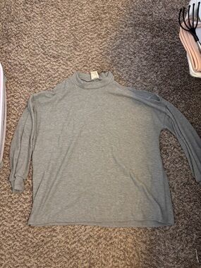 Light Gray Mock Neck Long Sleeve Top